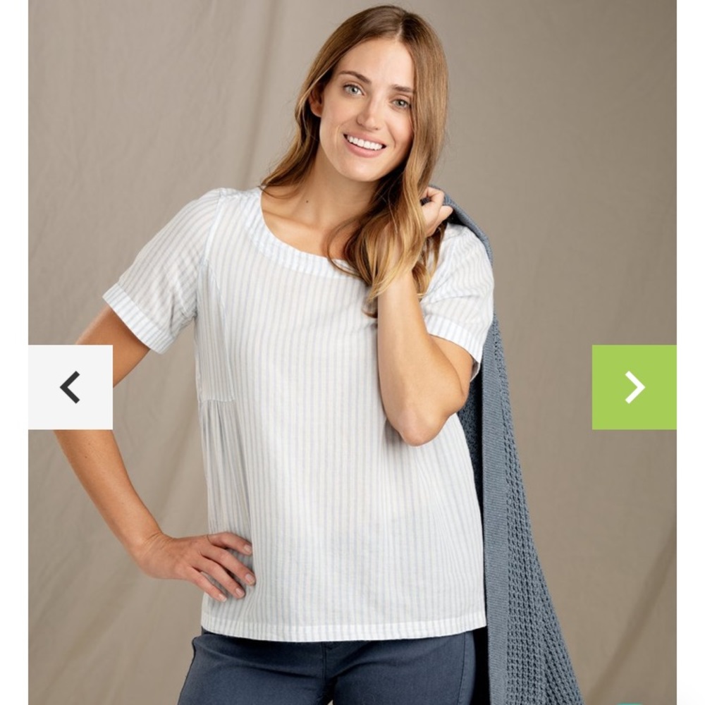 Toad&Co. Light Indigo Stripe Swing Top SZ L